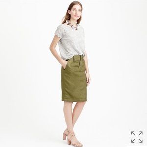 J CREW OLIVE GREEN LINEN COTTON PENCIL SKIRT